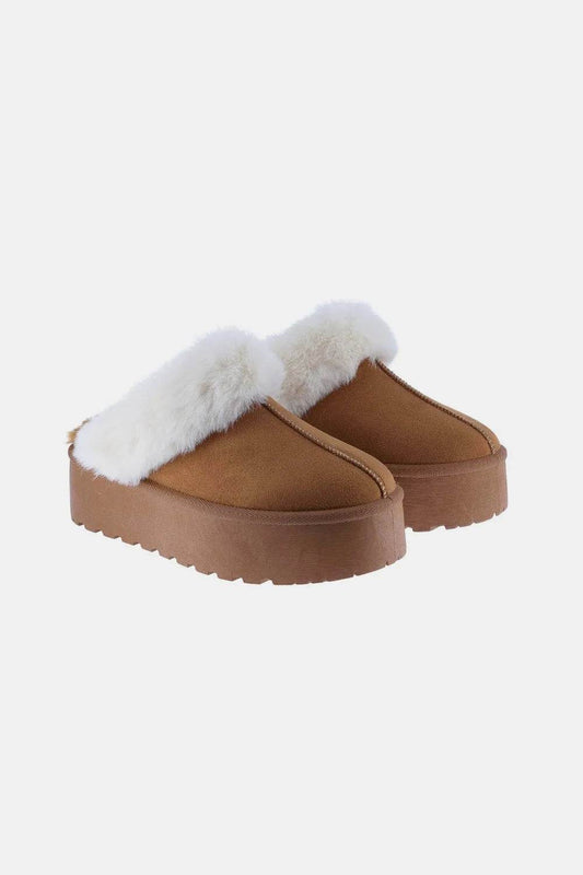 Weeboo Thick Bottom Fur Trim Snow Slippers - IntuitiveEncBoutique