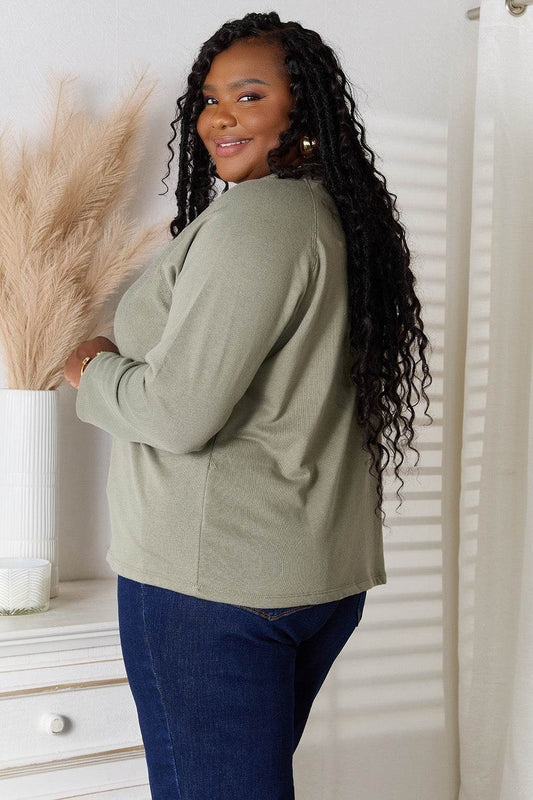 Culture Code Full Size V-Neck Long Sleeve T-Shirt - IntuitiveEncBoutique