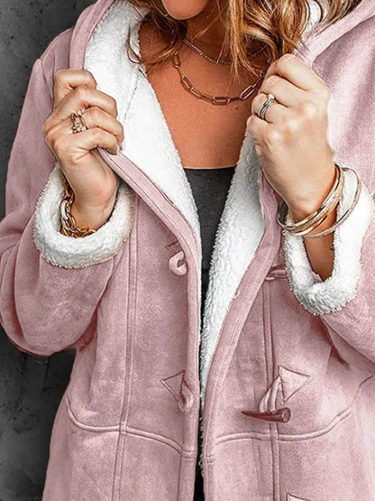 Full Size Cozy Sherpa Lined Toggle Coat with Hood Plus Size - IntuitiveEncBoutique