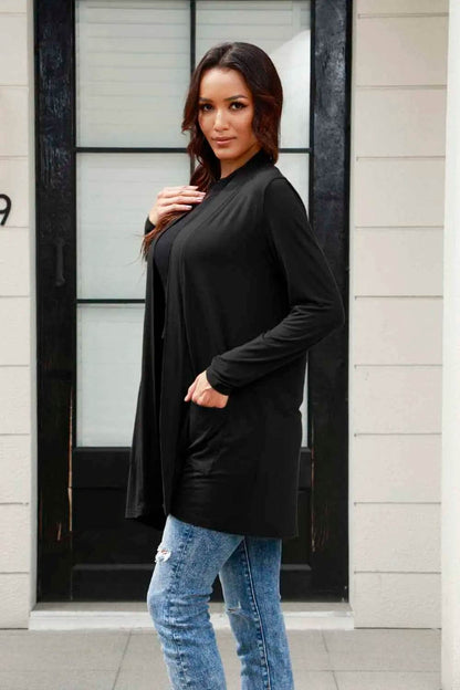 Basic Bae Full Size Open Front Long Sleeve Cardigan with Pockets - IntuitiveEncBoutique
