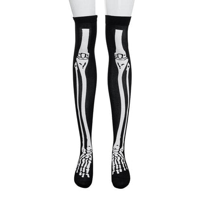 Halloween Black White Long Knee High Socks Costume Masquerade Carnival Cosplay Soft Wind Thigh Stockings Over The Knee - IntuitiveEncBoutique
