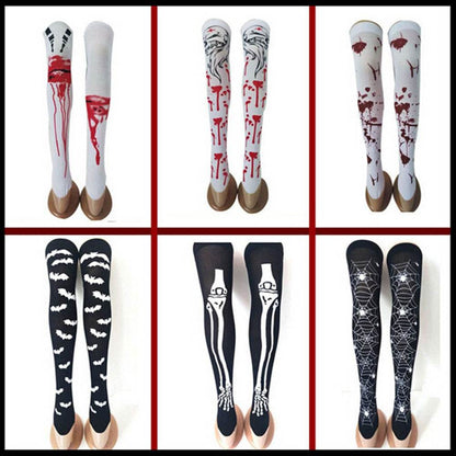Halloween Black White Long Knee High Socks Costume Masquerade Carnival Cosplay Soft Wind Thigh Stockings Over The Knee - IntuitiveEncBoutique