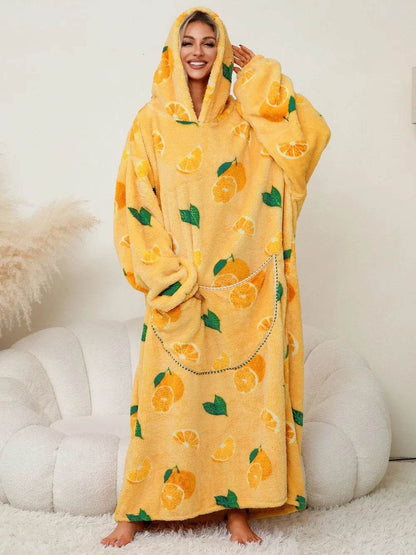 Fuzzy Pocketed Long Sleeve Hooded Lounge Dress - IntuitiveEncBoutique