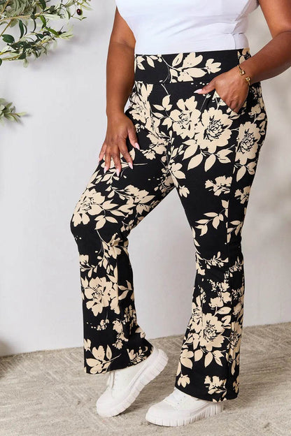 Heimish Full Size High Waist Floral Flare Pants - IntuitiveEncBoutique