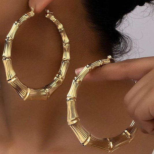Stainless Steel Textured Hoop Earrings - IntuitiveEncBoutique