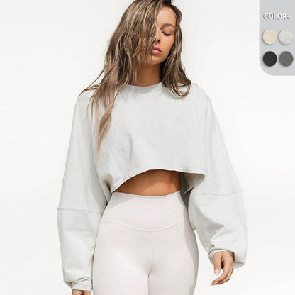 Vintage Hoodie Women's Long Sleeve Crop Knitwear Sport Yoga - IntuitiveEncBoutique