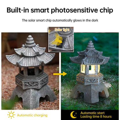 Solar-Powered Zen Garden Decor: Pagoda Lanterns & Statues - IntuitiveEncBoutique