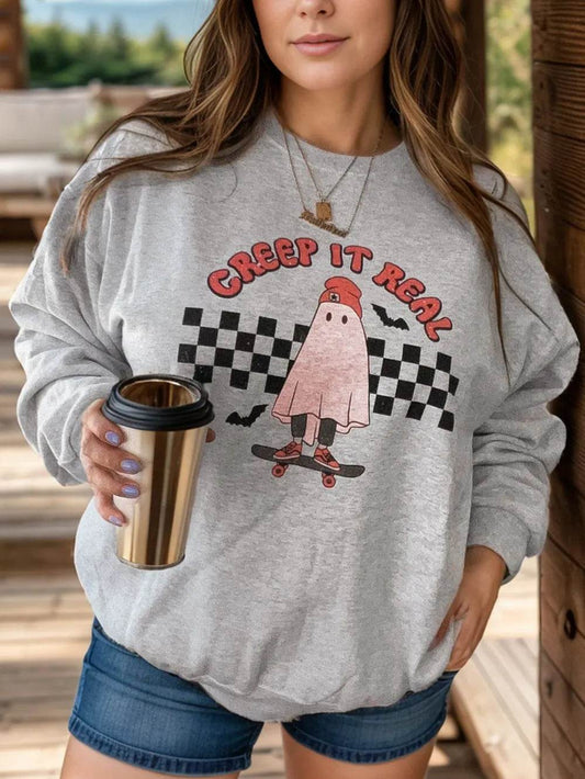 Plus Size Graphic Round Neck Long Sleeve Sweatshirt - IntuitiveEncBoutique