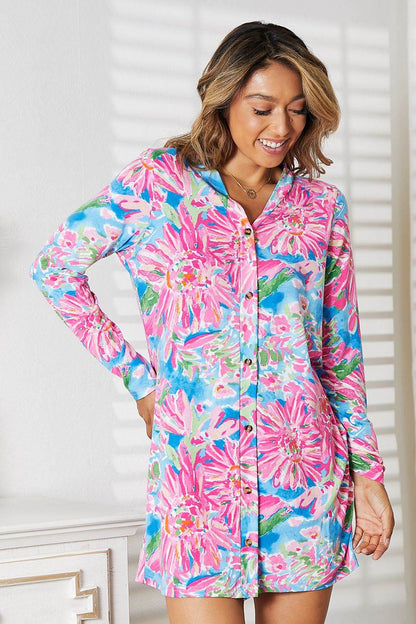 Double Take Floral Open Front Long Sleeve Cardigan - IntuitiveEncBoutique
