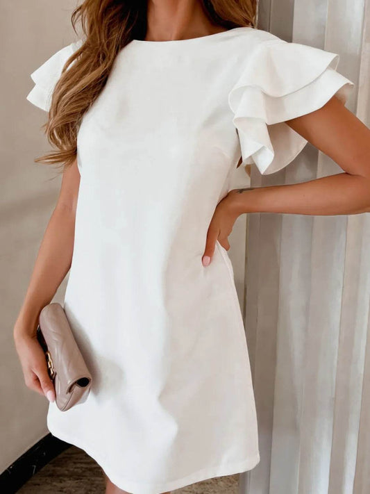 Ruffled Layered Short Sleeve Mini Dress - IntuitiveEncBoutique