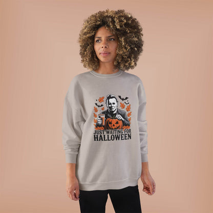 Halloween Sweatshirt - Just Waiting for Halloween | Unisex Crewneck Pullover, Fall Fashion, Halloween Gift, Cozy Sweater, Eco-Friendly Wear - IntuitiveEncBoutique