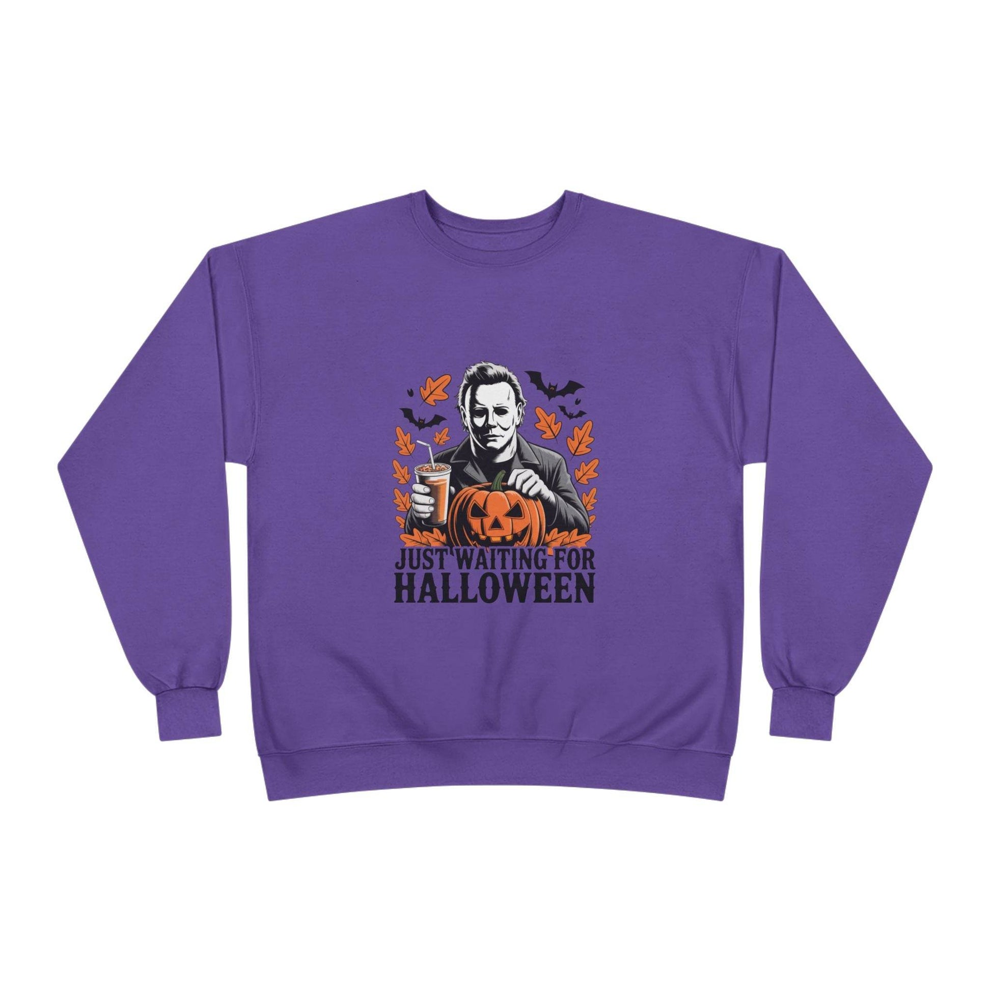 Halloween Sweatshirt - Just Waiting for Halloween | Unisex Crewneck Pullover, Fall Fashion, Halloween Gift, Cozy Sweater, Eco-Friendly Wear - IntuitiveEncBoutique
