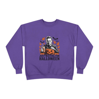 Halloween Sweatshirt - Just Waiting for Halloween | Unisex Crewneck Pullover, Fall Fashion, Halloween Gift, Cozy Sweater, Eco-Friendly Wear - IntuitiveEncBoutique