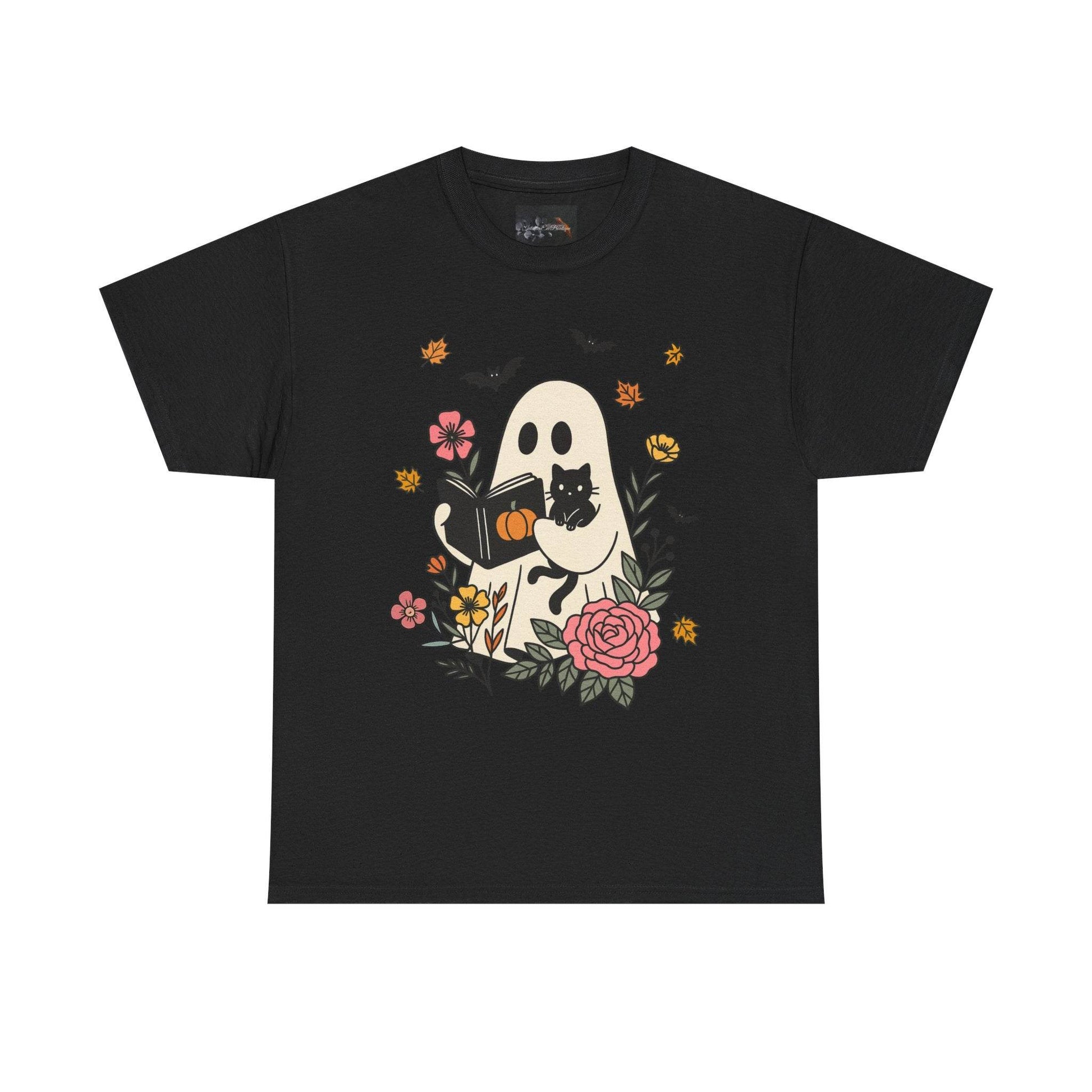 Cute Ghost & Cat Unisex Heavy Cotton Tee - IntuitiveEncBoutique