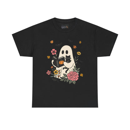 Cute Ghost & Cat Unisex Heavy Cotton Tee - IntuitiveEncBoutique