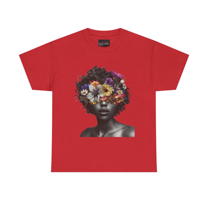 Floral Goddess Unisex Heavy Cotton Tee | Flower Graphic Tee, Boho Style, Casual Wear, Unique Gift, Art Tee