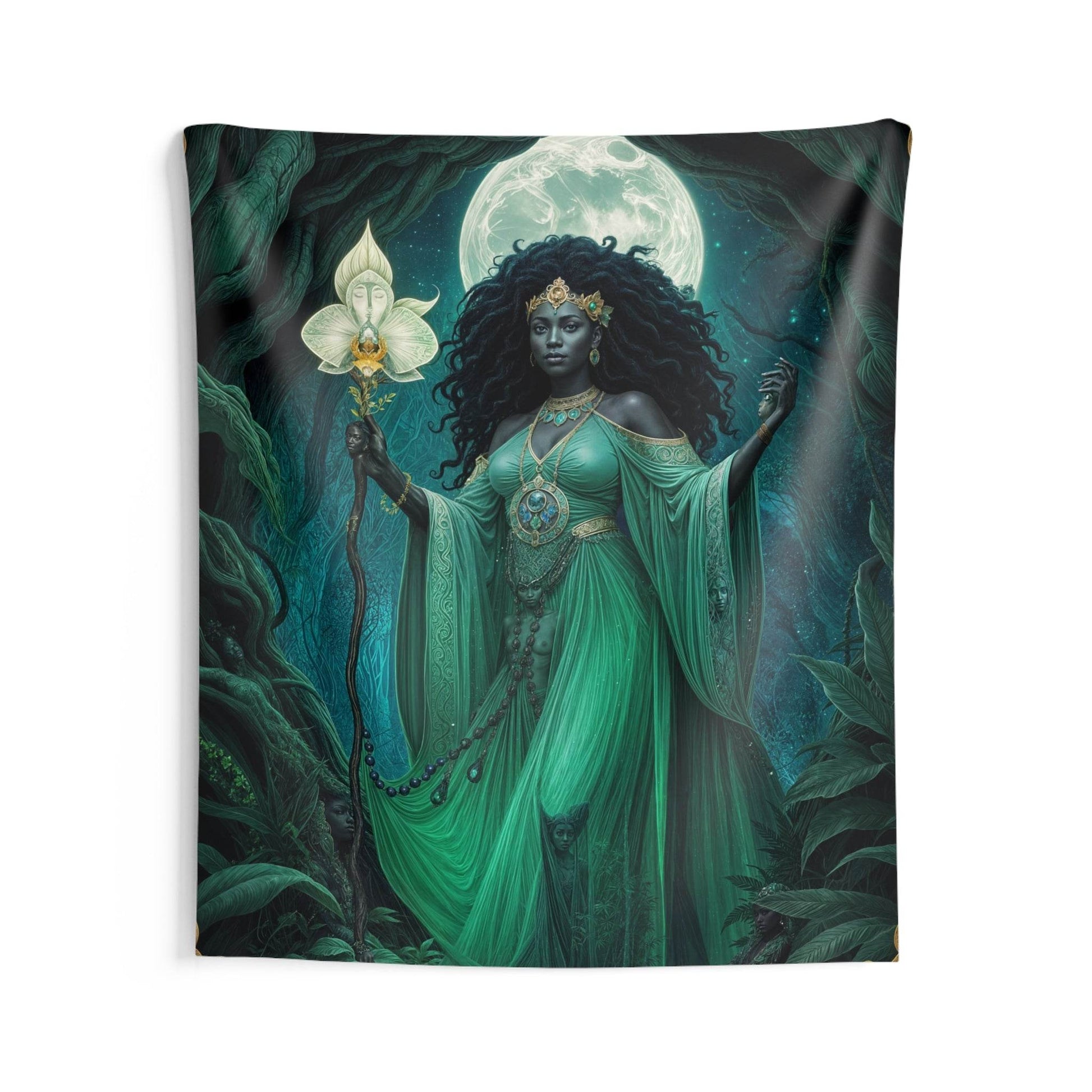 Enchanting Goddess Wall Tapestry, Boho Decor, Mystical Art Wall Hanging, Home Decoration, Ethereal Room Accent, Made by me. - IntuitiveEncBoutique