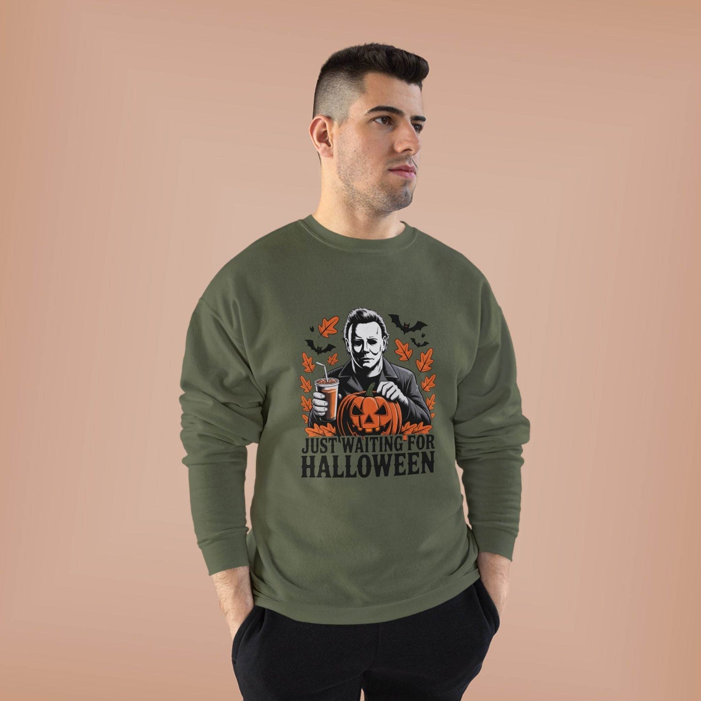 Halloween Sweatshirt - Just Waiting for Halloween | Unisex Crewneck Pullover, Fall Fashion, Halloween Gift, Cozy Sweater, Eco-Friendly Wear - IntuitiveEncBoutique