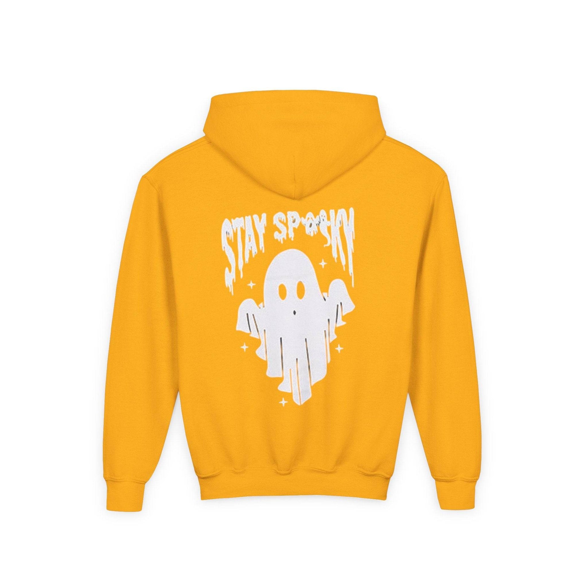 Youth Ghostly Rocker Hoodie - Stay Spooky Sweatshirt, Halloween Apparel, Youth Fashion, Skeleton Design, Cozy Gift - IntuitiveEncBoutique