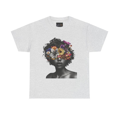 Floral Goddess Unisex Heavy Cotton Tee | Flower Graphic Tee, Boho Style, Casual Wear, Unique Gift, Art Tee