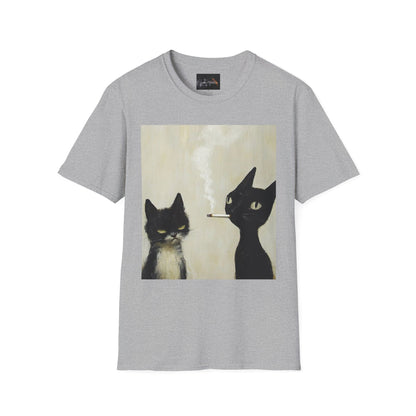 Cool Cat Art Unisex Softstyle T-Shirt, Vintage Cat Illustration, Perfect Gift for Cat Lovers, Casual Streetwear, Unique Pet Tee