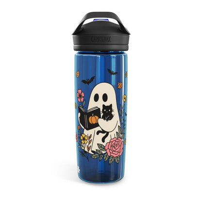 Halloween Ghost Water Bottle, Cute Halloween Drinkware, Eco-Friendly Bottle, Fall Hydration, Floral Ghost Design - IntuitiveEncBoutique