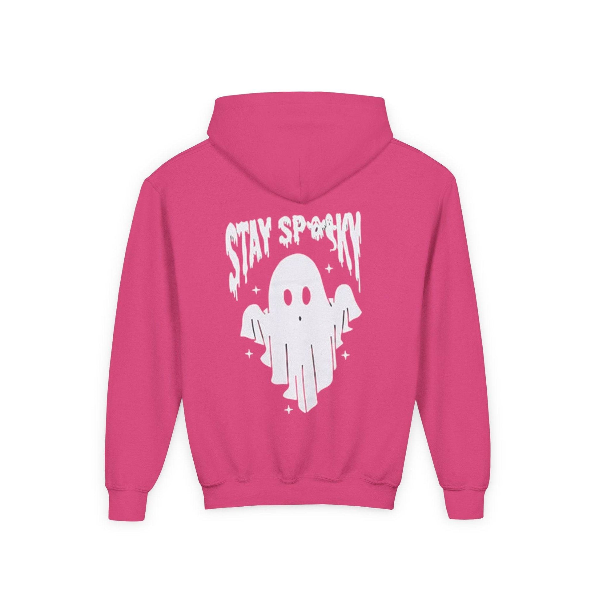 Youth Ghostly Rocker Hoodie - Stay Spooky Sweatshirt, Halloween Apparel, Youth Fashion, Skeleton Design, Cozy Gift - IntuitiveEncBoutique