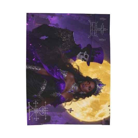 Enigmatic Ghede Moonlight Velveteen Plush Blanket | Cozy Throw for Halloween, Gothic Decor, Spooky Season, Home Sweet Home