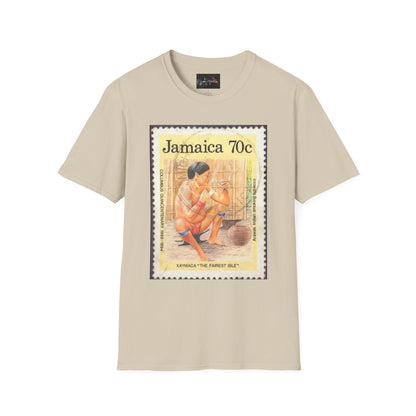 Vintage Jamaica Stamp Tee, Softstyle T-Shirt, Unisex Graphic Tee, Bohemian Style Shirt, Travel Lovers Apparel, Cool Gift Idea