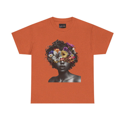 Floral Goddess Unisex Heavy Cotton Tee | Flower Graphic Tee, Boho Style, Casual Wear, Unique Gift, Art Tee