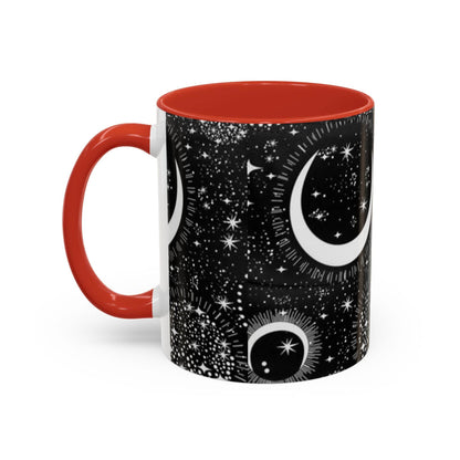 Star Moon Cup - Celestial Design Coffee Mug, 11oz Tea Cup, Astrology Lover Gift, Kitchen Decor, Celestial Kitchenware, Ceramic Beverage Mug - IntuitiveEncBoutique