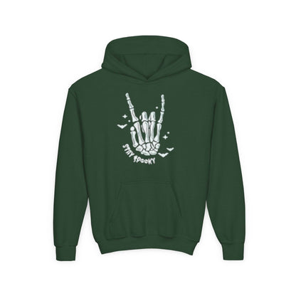 Youth Ghostly Rocker Hoodie - Stay Spooky Sweatshirt, Halloween Apparel, Youth Fashion, Skeleton Design, Cozy Gift - IntuitiveEncBoutique
