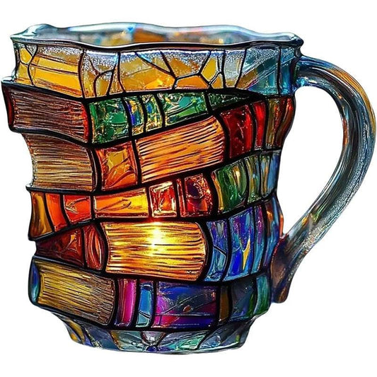Painted Book Mug: 11oz, 3D painted books design, colorful resin, unique coffee cup, ideal for collection/gifts. - IntuitiveEncBoutique