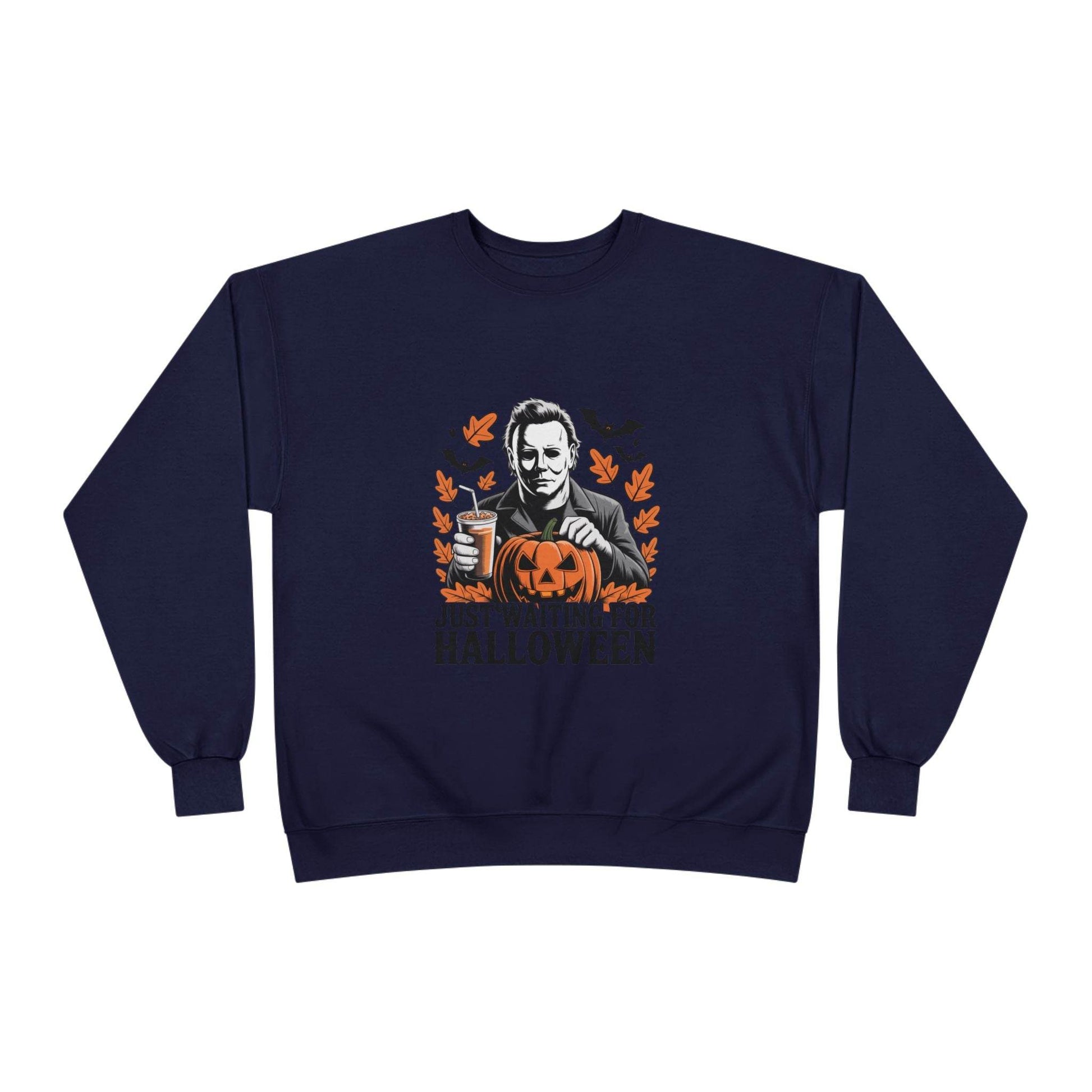 Halloween Sweatshirt - Just Waiting for Halloween | Unisex Crewneck Pullover, Fall Fashion, Halloween Gift, Cozy Sweater, Eco-Friendly Wear - IntuitiveEncBoutique