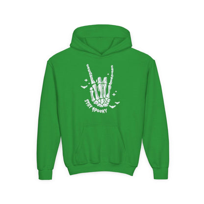 Youth Ghostly Rocker Hoodie - Stay Spooky Sweatshirt, Halloween Apparel, Youth Fashion, Skeleton Design, Cozy Gift - IntuitiveEncBoutique