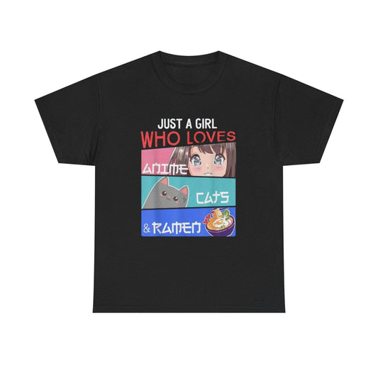 Just a Girl Who Loves Anime Cats & Ramen T-Shirt - IntuitiveEncBoutique