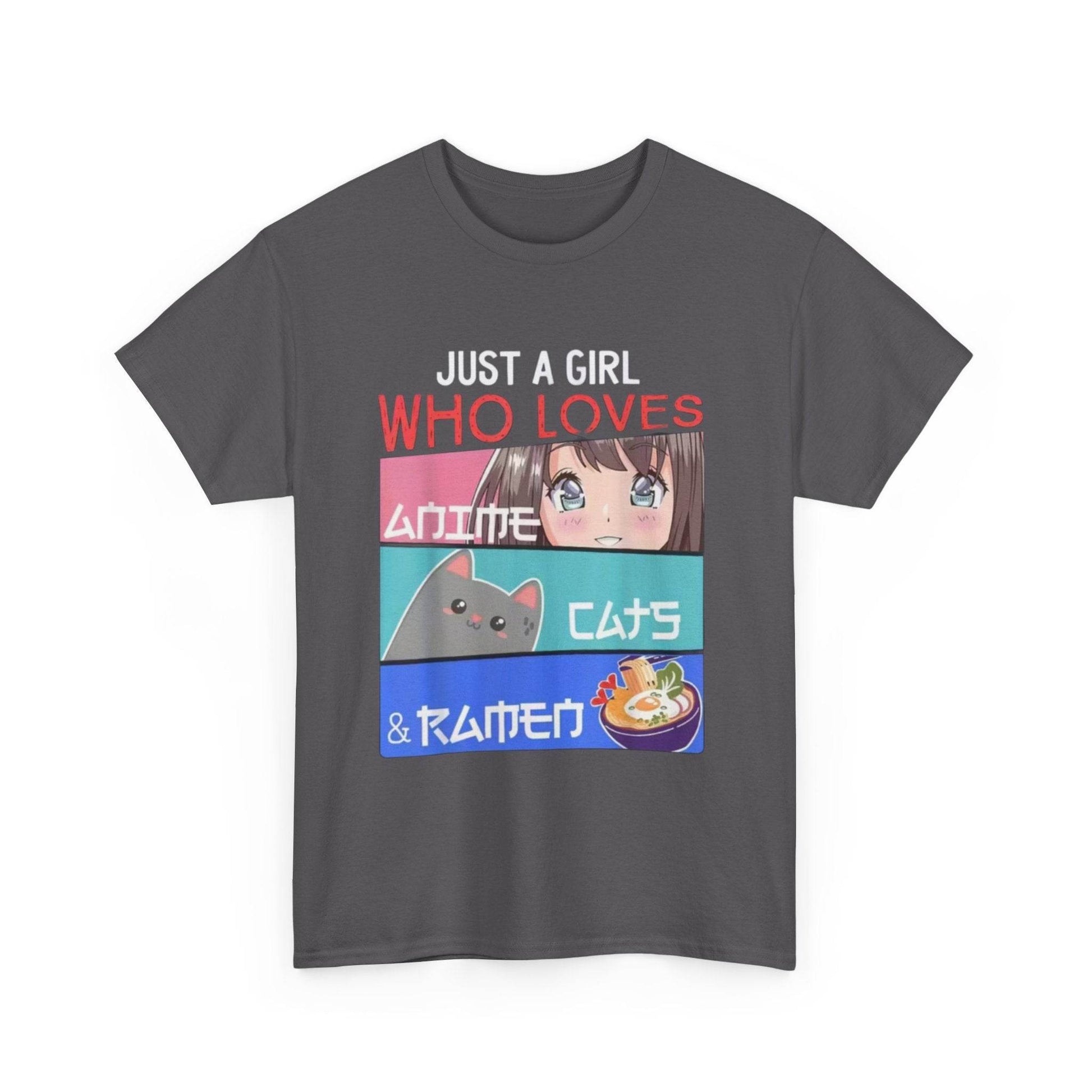 Just a Girl Who Loves Anime Cats & Ramen T-Shirt - IntuitiveEncBoutique