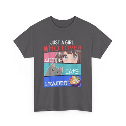 Just a Girl Who Loves Anime Cats & Ramen T-Shirt - IntuitiveEncBoutique