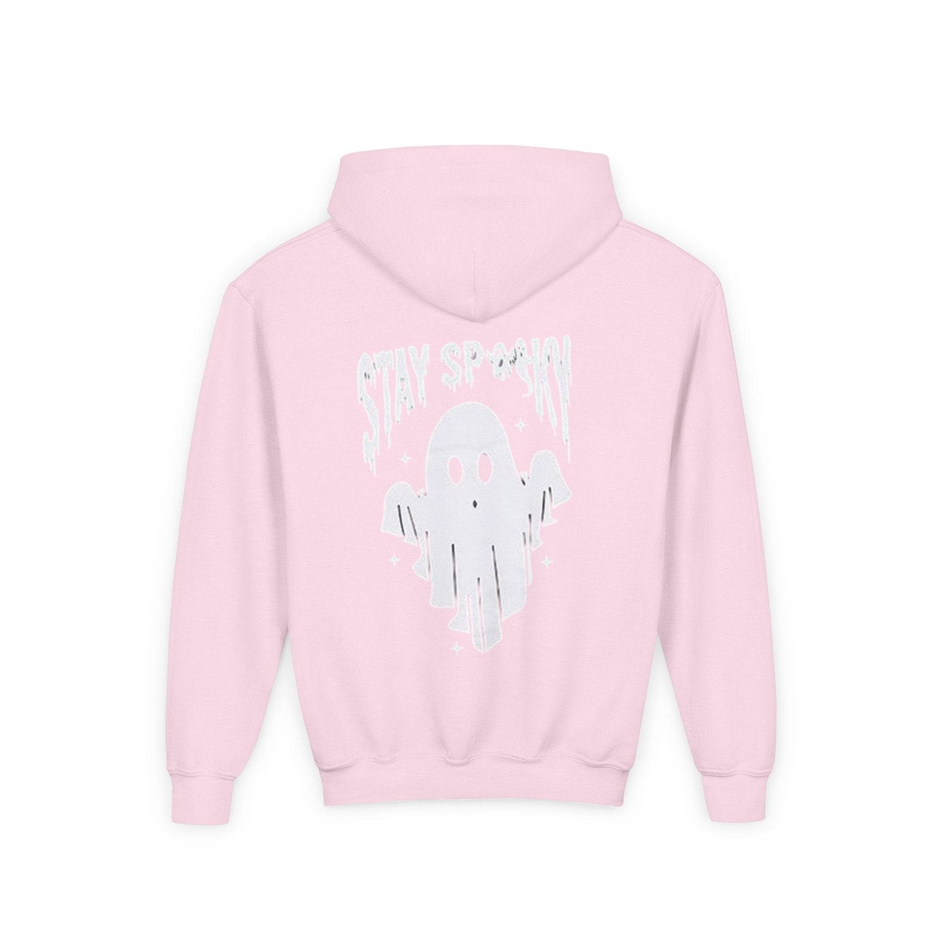 Youth Ghostly Rocker Hoodie - Stay Spooky Sweatshirt, Halloween Apparel, Youth Fashion, Skeleton Design, Cozy Gift - IntuitiveEncBoutique