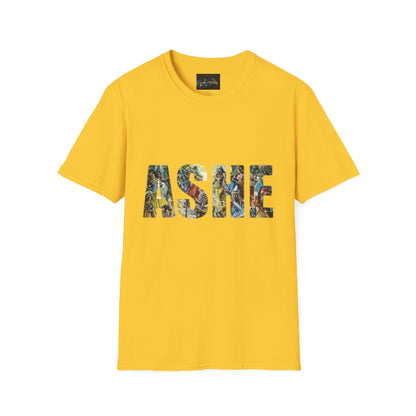 ASHE Graphic T-Shirt, Unisex Softstyle Tee, Vibrant Artistic Apparel, Gift for Nature Lovers, Casual Wear, Everyday Essentials