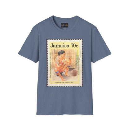 Vintage Jamaica Stamp Tee, Softstyle T-Shirt, Unisex Graphic Tee, Bohemian Style Shirt, Travel Lovers Apparel, Cool Gift Idea