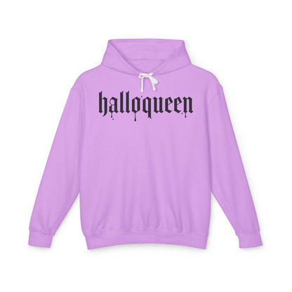 Halloween Unisex Lightweight Hoodie, Halloqueen Sweatshirt, Cute Fall Fashion, Cozy Halloween Gift, Spooky Season Apparel - IntuitiveEncBoutique