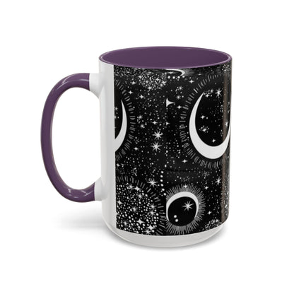 Star Moon Cup - Celestial Design Coffee Mug, 11oz Tea Cup, Astrology Lover Gift, Kitchen Decor, Celestial Kitchenware, Ceramic Beverage Mug - IntuitiveEncBoutique