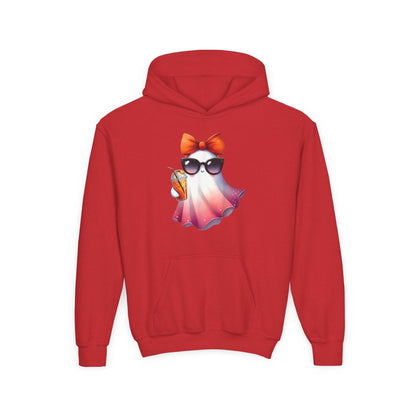 Youth Ghostly Glam Hoodie, Cute Ghost Design Sweatshirt, Halloween Apparel, Halloween Costume, Kids Hooded Sweatshirt - IntuitiveEncBoutique