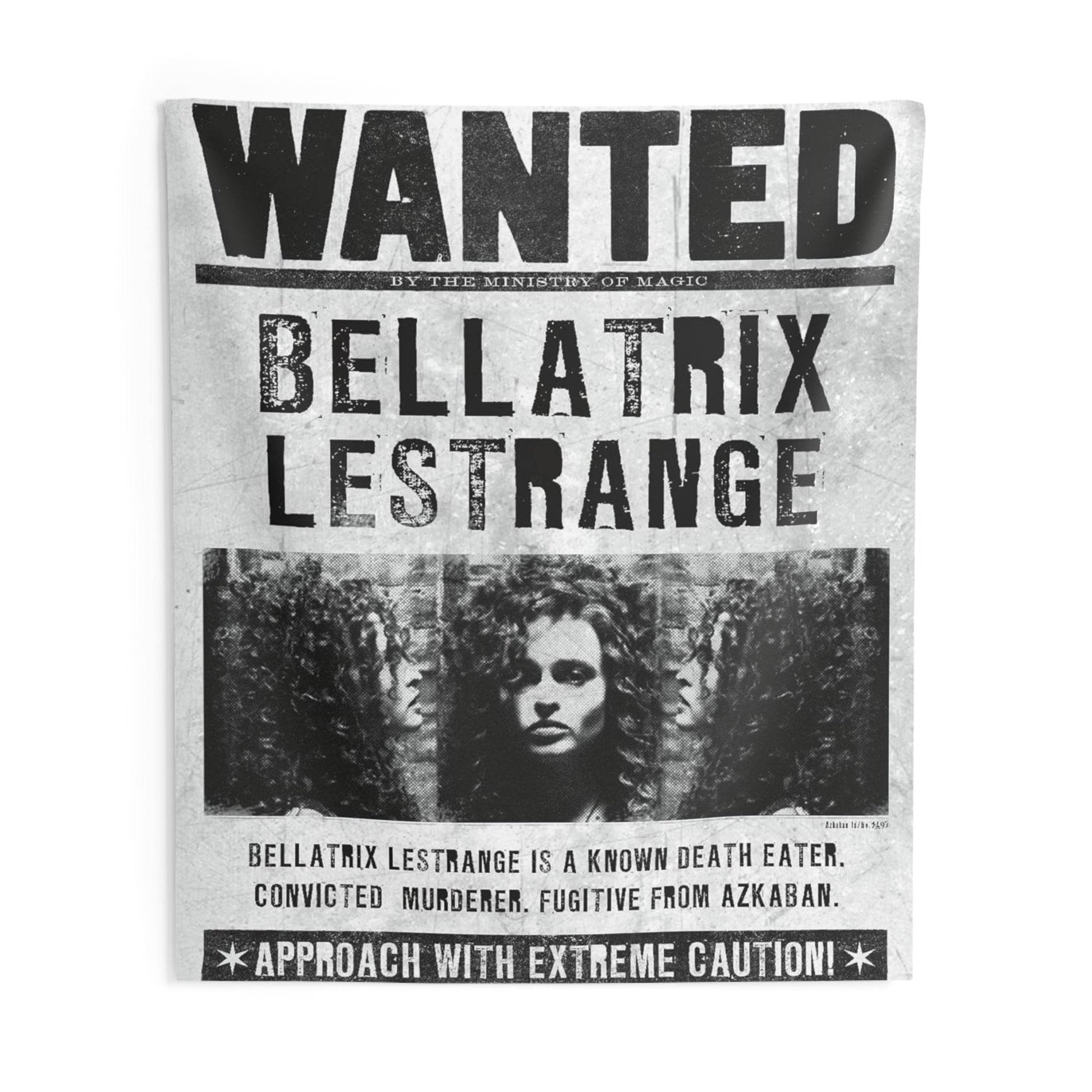 Bellatrix Wanted Indoor Wall Tapestries, Harry Potter Tapestry, Bedroom Decor, Dorm Room - IntuitiveEncBoutique
