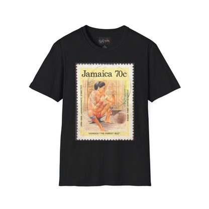 Vintage Jamaica Stamp Tee, Softstyle T-Shirt, Unisex Graphic Tee, Bohemian Style Shirt, Travel Lovers Apparel, Cool Gift Idea