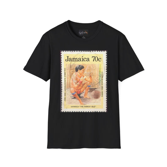 Vintage Jamaica Stamp Tee, Softstyle T-Shirt, Unisex Graphic Tee, Bohemian Style Shirt, Travel Lovers Apparel, Cool Gift Idea
