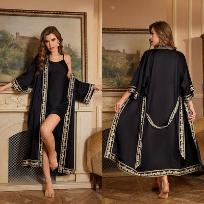 Women's home clothes bathrobe suspender two-piece set combination - IntuitiveEncBoutique