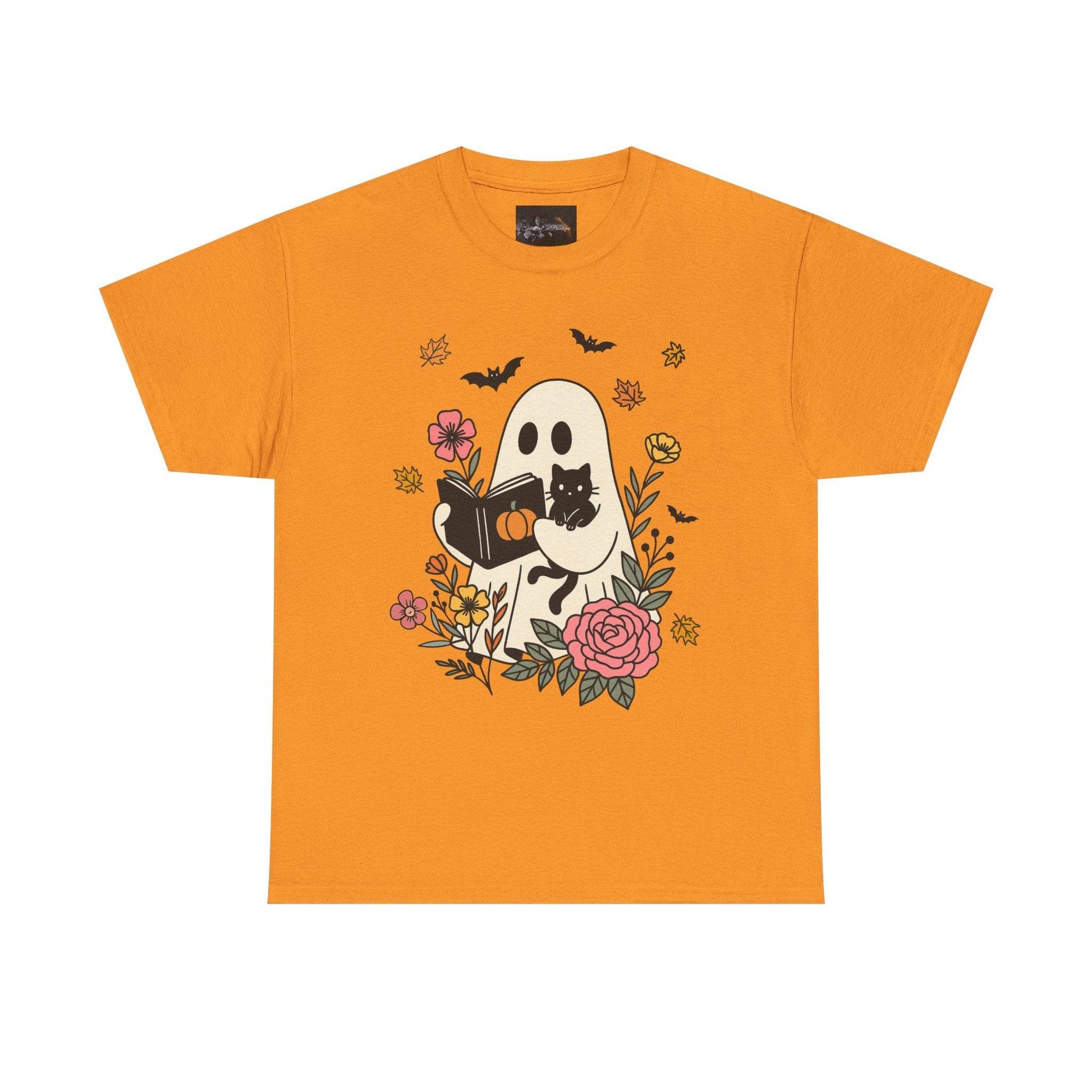 Cute Ghost & Cat Unisex Heavy Cotton Tee - IntuitiveEncBoutique