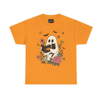 Cute Ghost & Cat Unisex Heavy Cotton Tee - IntuitiveEncBoutique